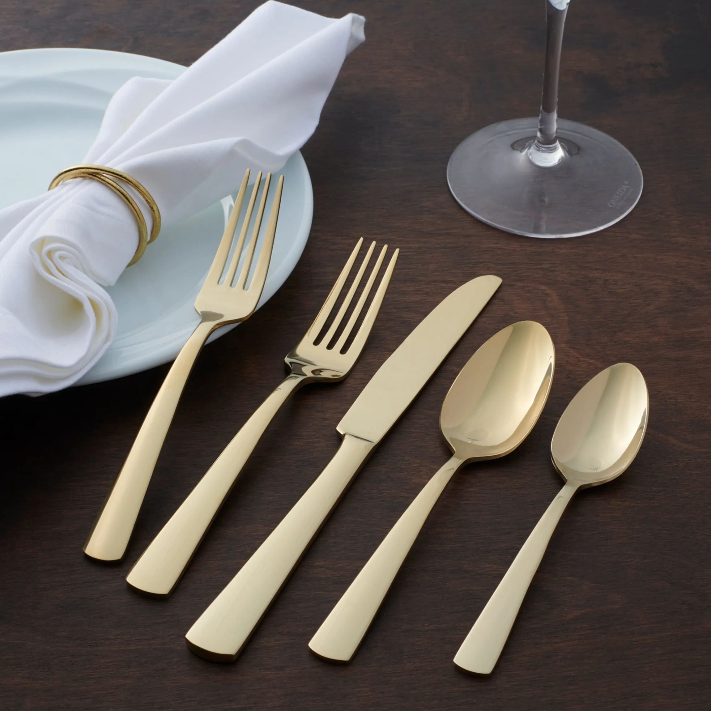Aptitude Champagne Satin 20-Piece Flatware Set