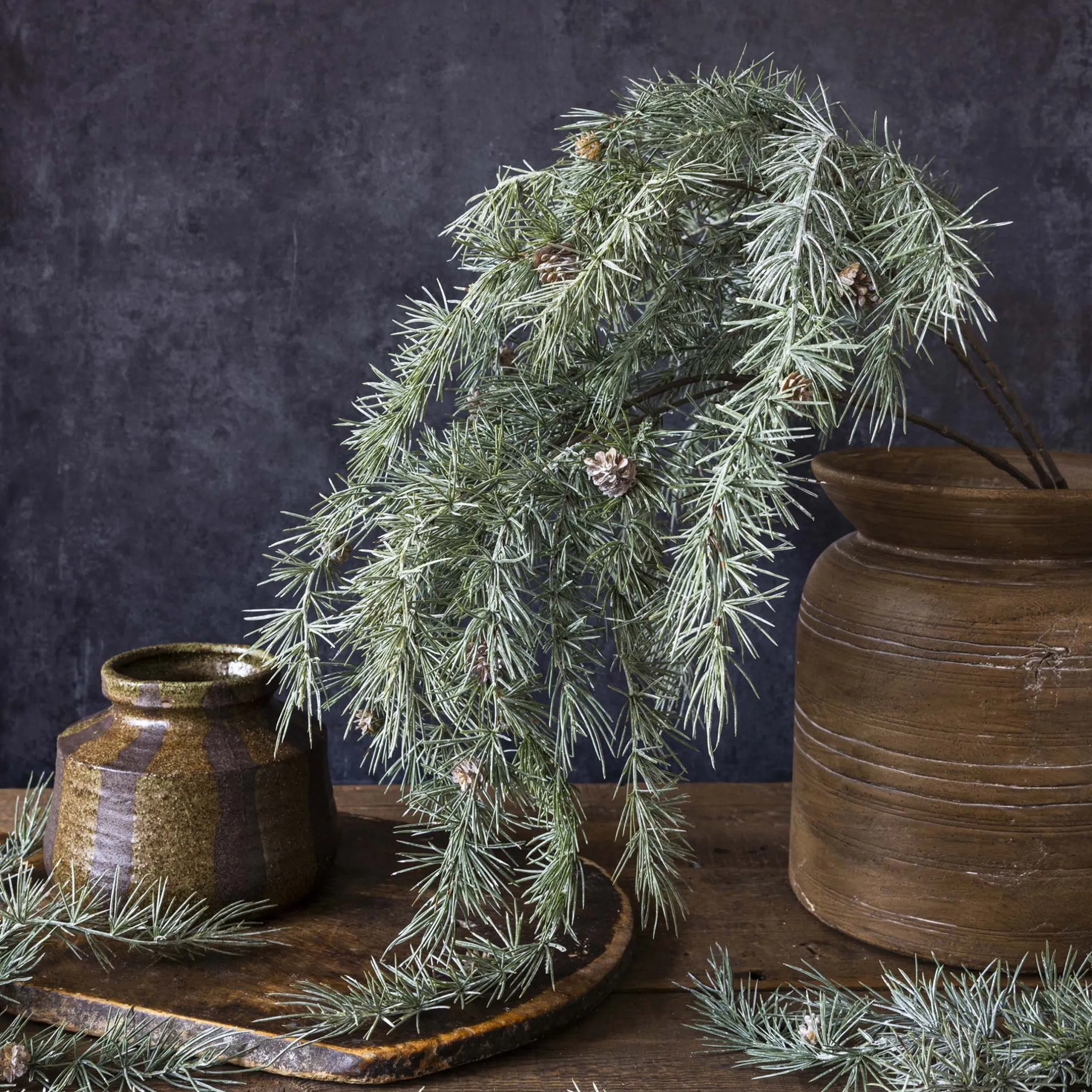 Artificial Cedar and Pinecone Branch