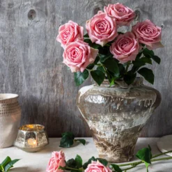 Artificial Real Touch Peach Rose Stem