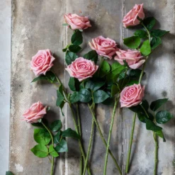 Artificial Real Touch Peach Rose Stem