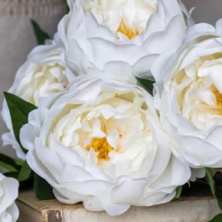 Artificial Real Touch White Peony Stem