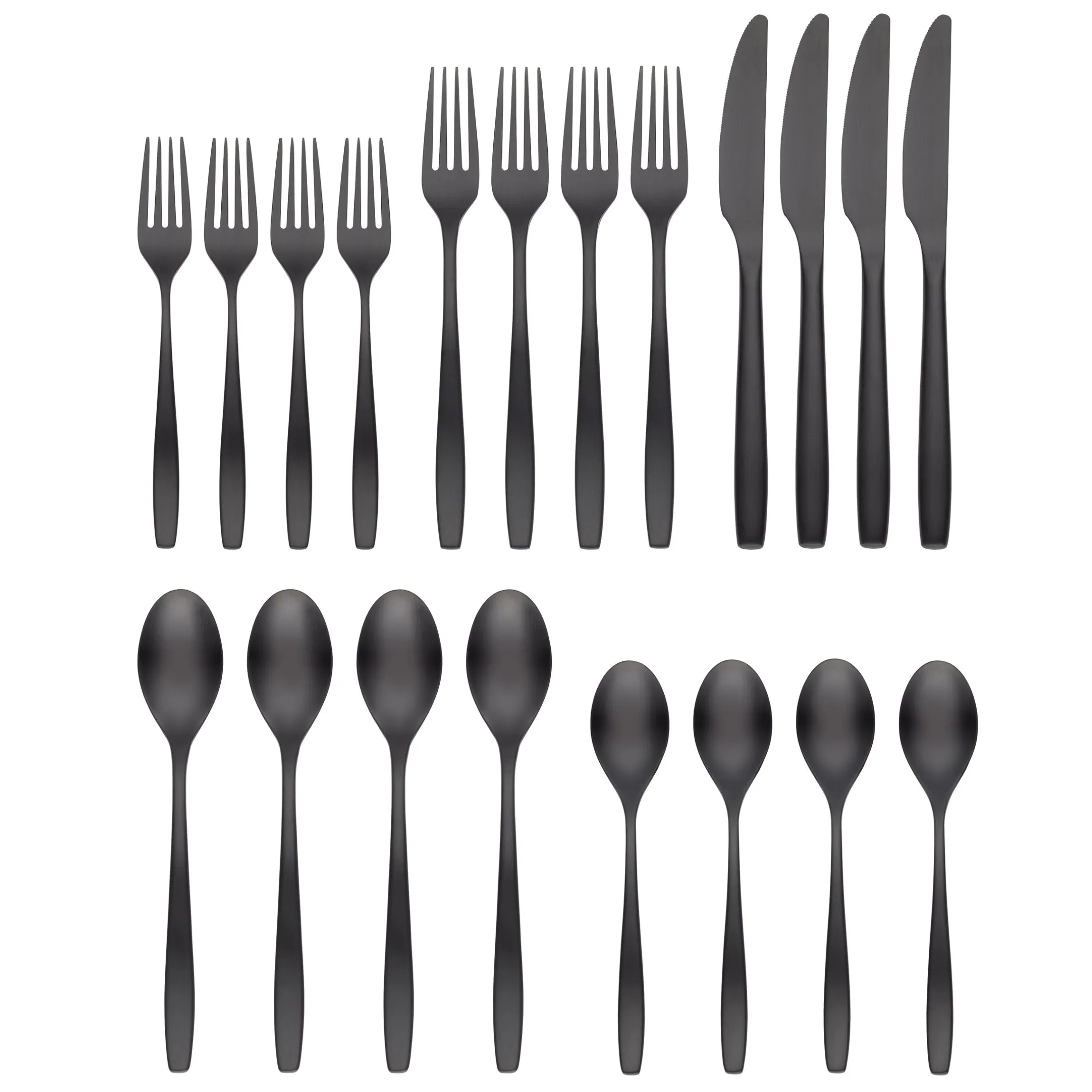 Averie Black Satin 20-Piece Flatware Set
