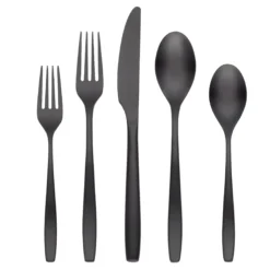 Averie Black Satin 20-Piece Flatware Set