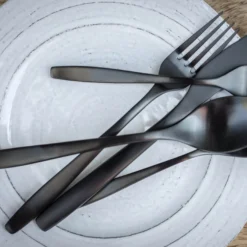 Averie Black Satin 20-Piece Flatware Set