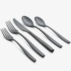 Averie Black Satin 20-Piece Flatware Set