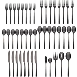 Beacon Black Satin 45-Piece Flatware Set