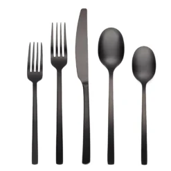 Beacon Black Satin 45-Piece Flatware Set