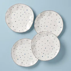 Blue Bay Dots Dinner Plates, Set of 4