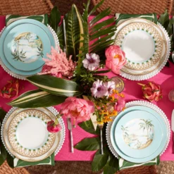 British Colonial Bamboo Accent Plates, Set of 4