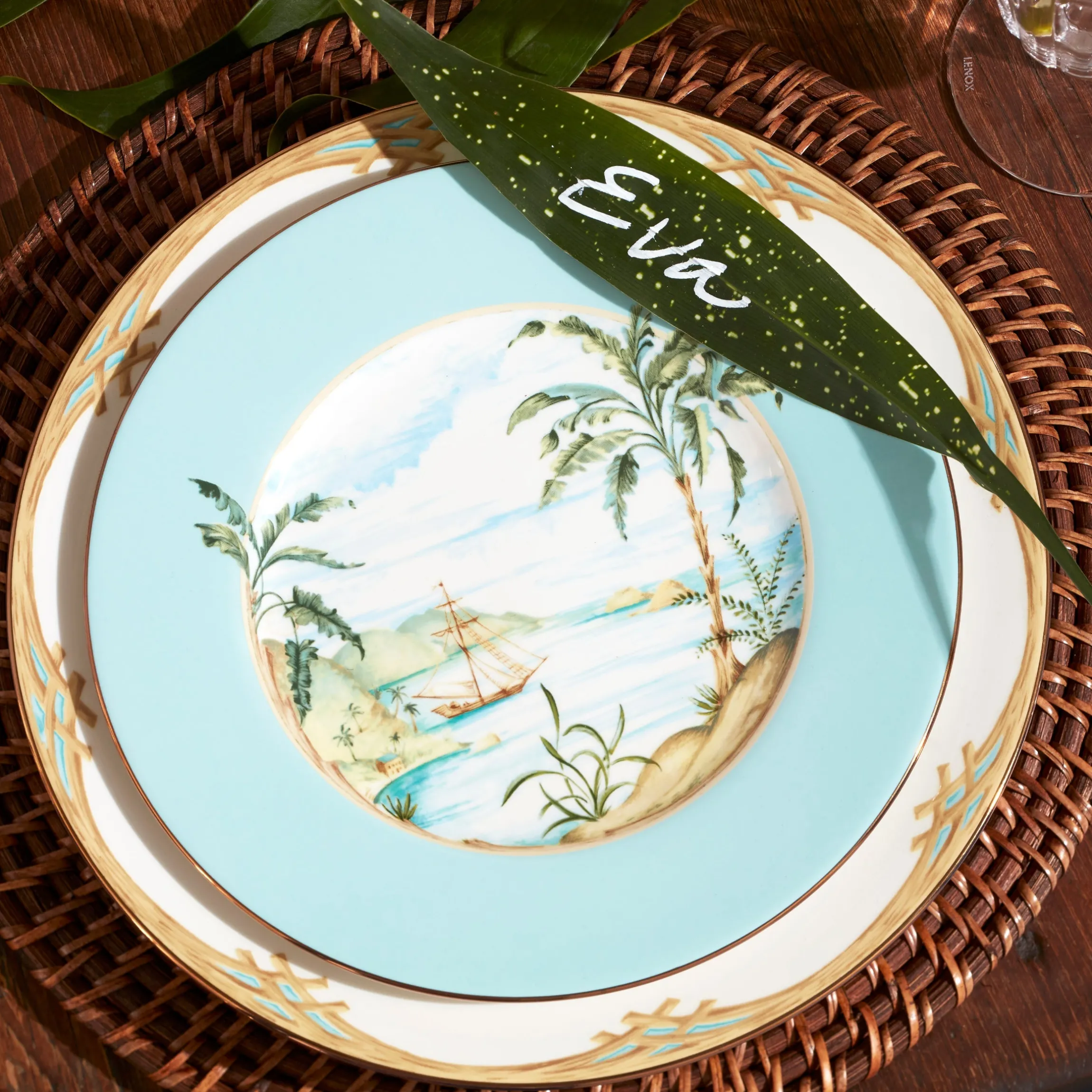 British Colonial Bamboo Dinner Plate