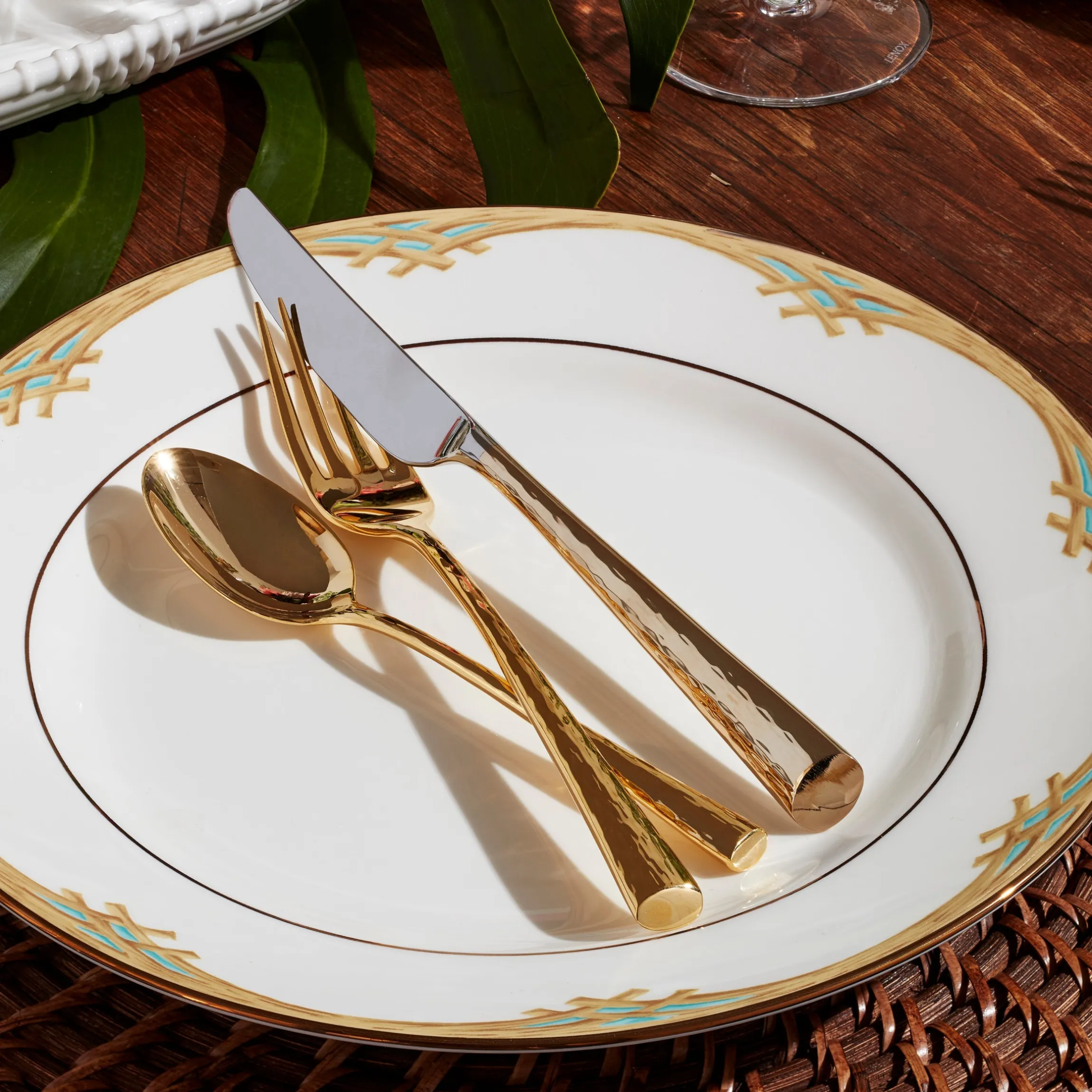 British Colonial Bamboo Dinner Plate
