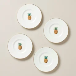 British Colonial Bamboo Party Plates, Set of 4