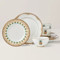 British Colonial Bamboo 12-Piece Dinnerware Set