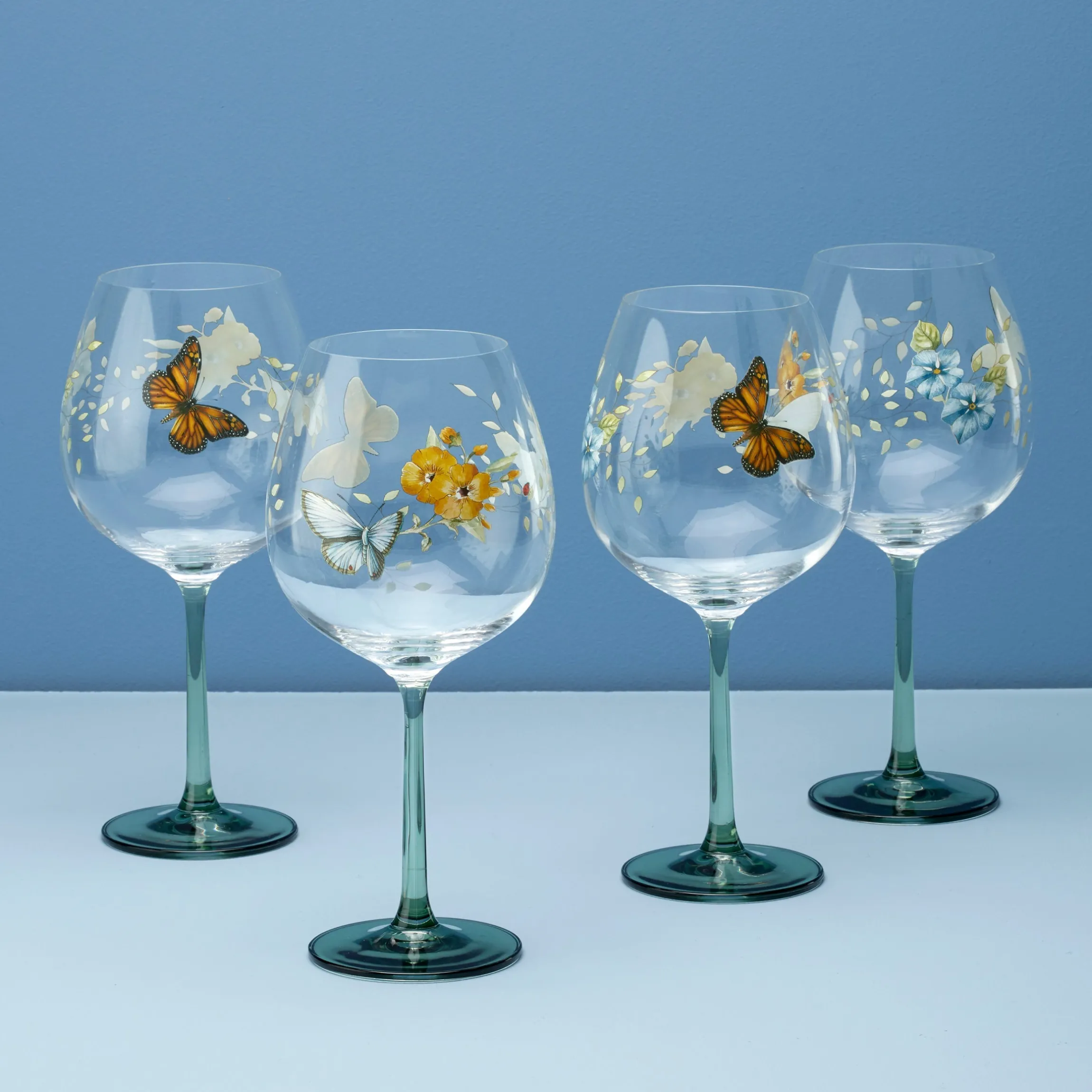 Butterfly Meadow Balloon Wine Glasses, Set of 4