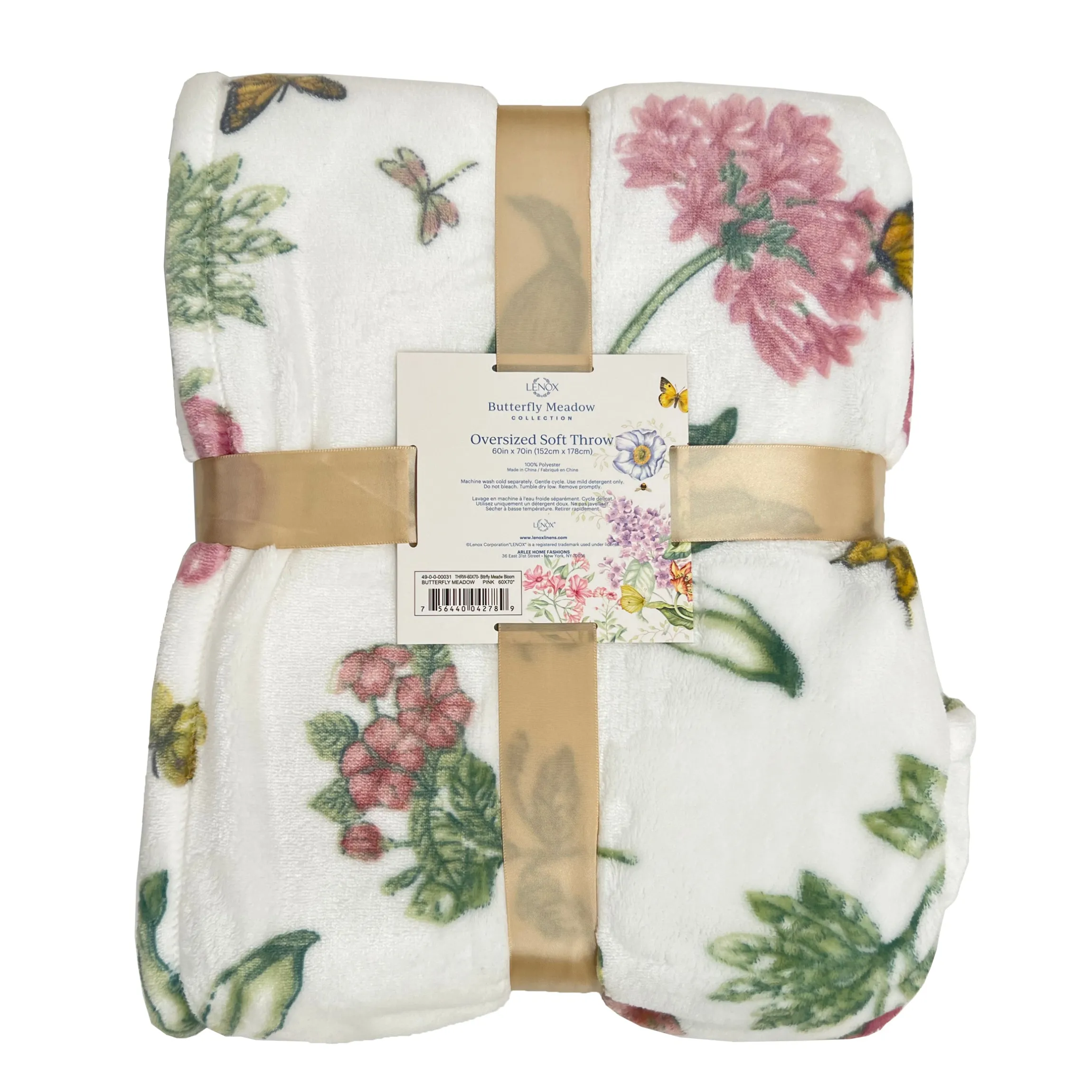 Butterfly Meadow Bloom Pink Throw Blanket