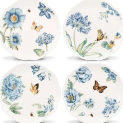 Butterfly Meadow Blue Dessert Plates, Set of 4