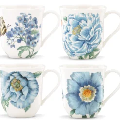 Butterfly Meadow Blue Mugs, Set of 4