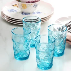 Butterfly Meadow Blue Tall Glasses, Set of 4