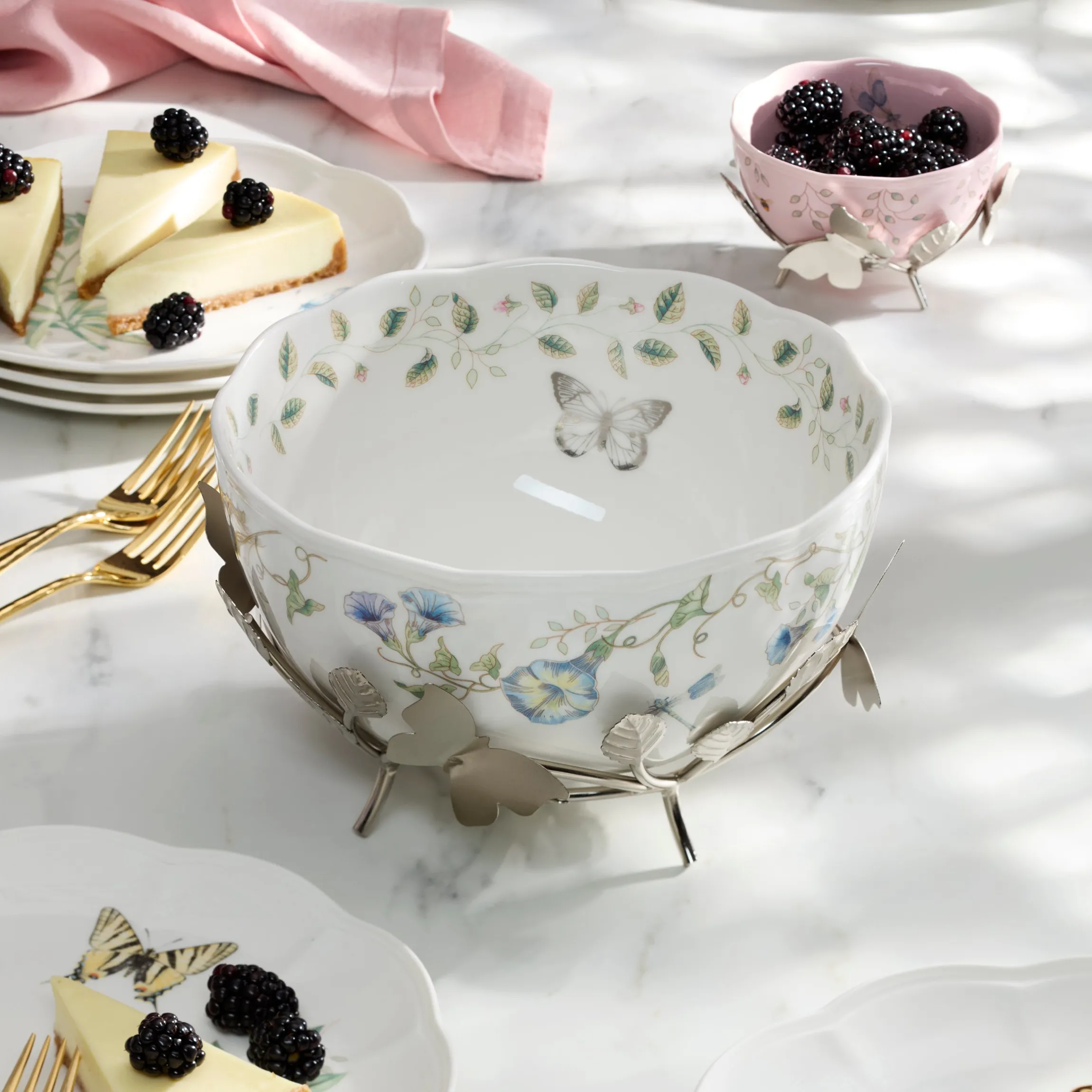 Butterfly Meadow Bowl with Stand