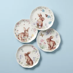 Butterfly Meadow Bunny Accent Plates, Set of 4