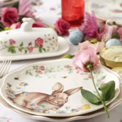 Butterfly Meadow Bunny Accent Plates, Set of 4