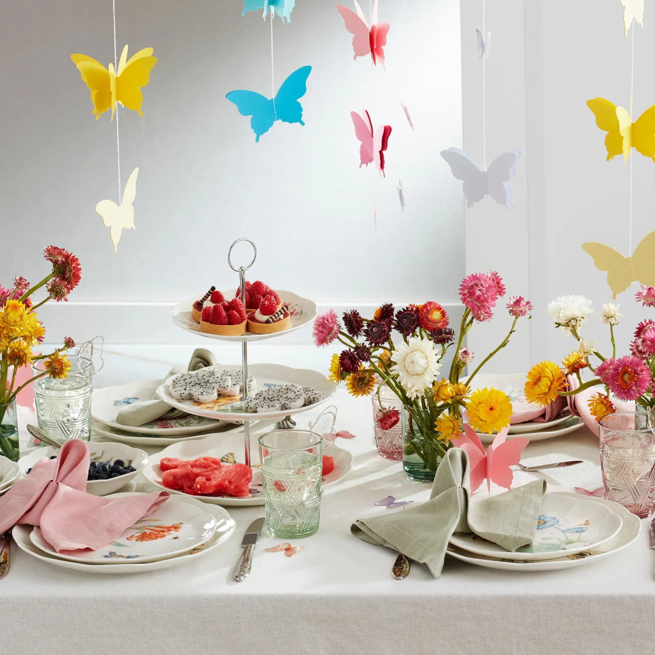 Butterfly Meadow Clear Tall Glasses, Set of 4