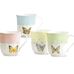 Butterfly Meadow Colors Mugs, Set of 4