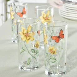 Butterfly Meadow Decal Highball, Set of 4