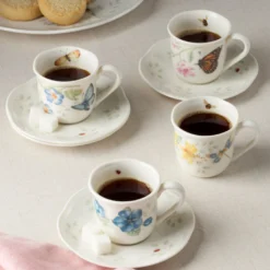 Butterfly Meadow Espresso Cup & Saucers, Set of 4
