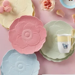 Butterfly Meadow Floral Blue Accent Plates, Set of 4