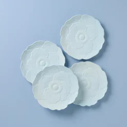 Butterfly Meadow Floral Blue Accent Plates, Set of 4