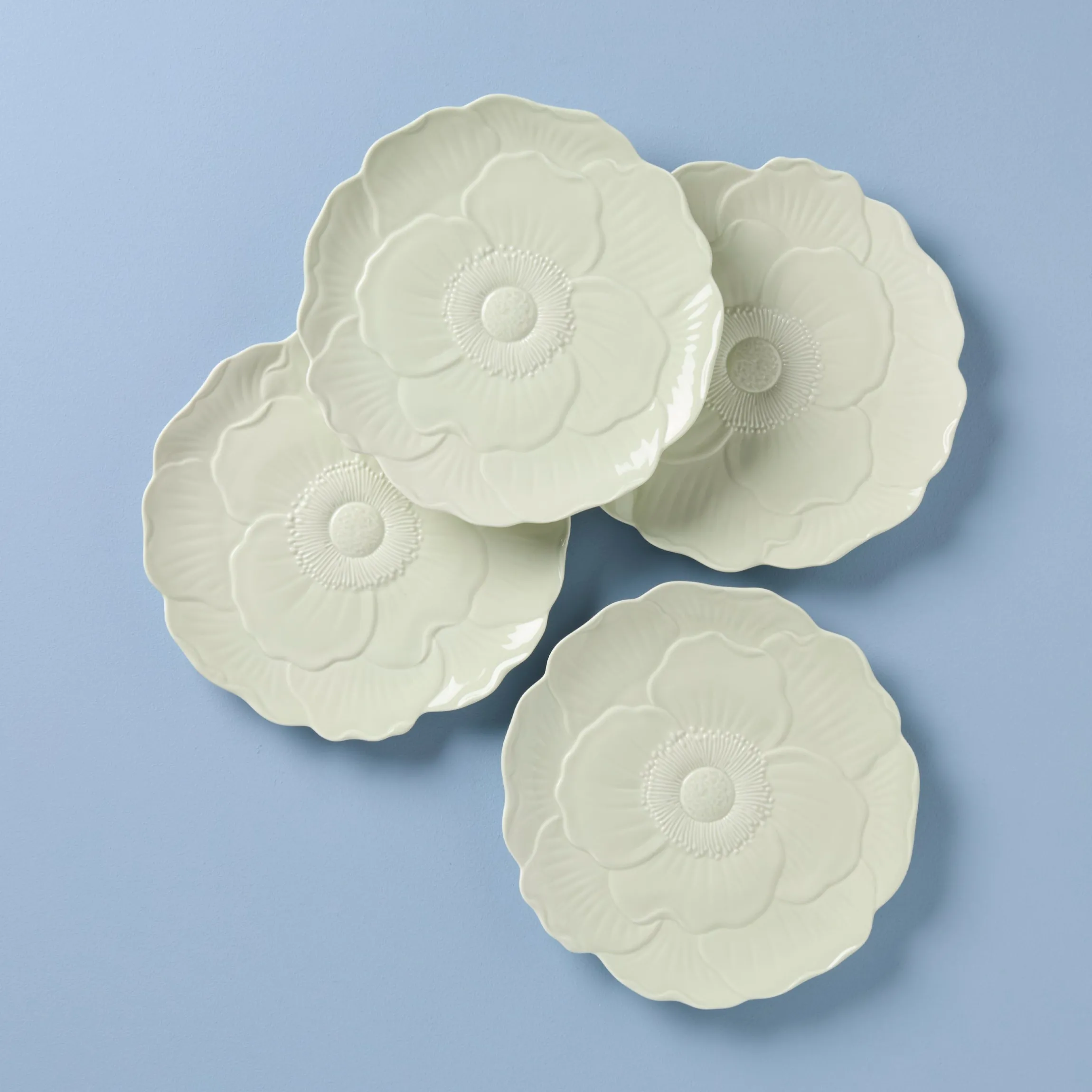 Butterfly Meadow Floral Green Accent Plates, Set of 4