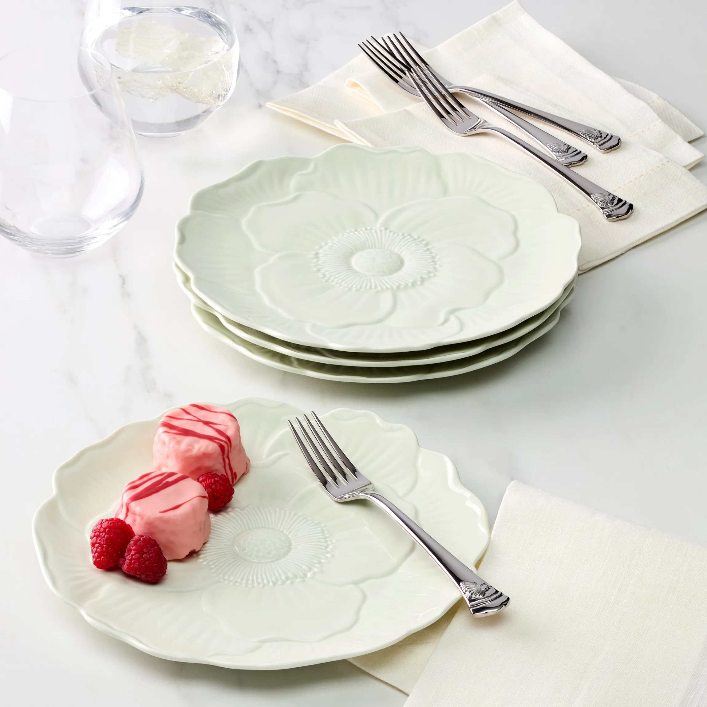 Butterfly Meadow Floral Green Accent Plates, Set of 4