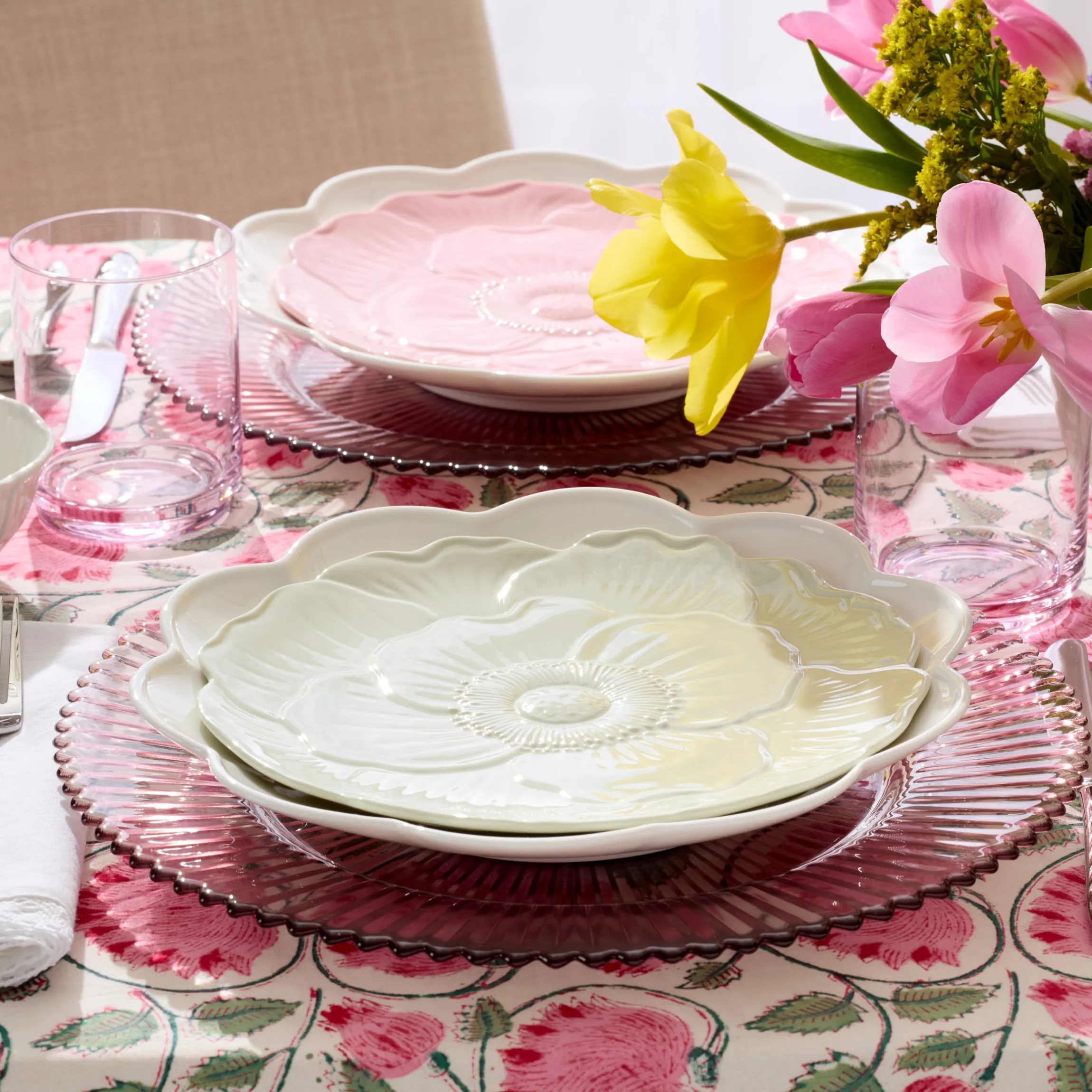 Butterfly Meadow Floral Green Accent Plates, Set of 4