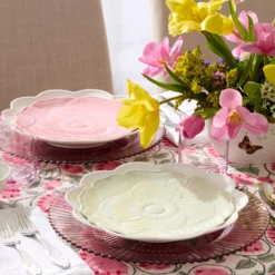 Butterfly Meadow Floral Pink Accent Plates, Set of 4