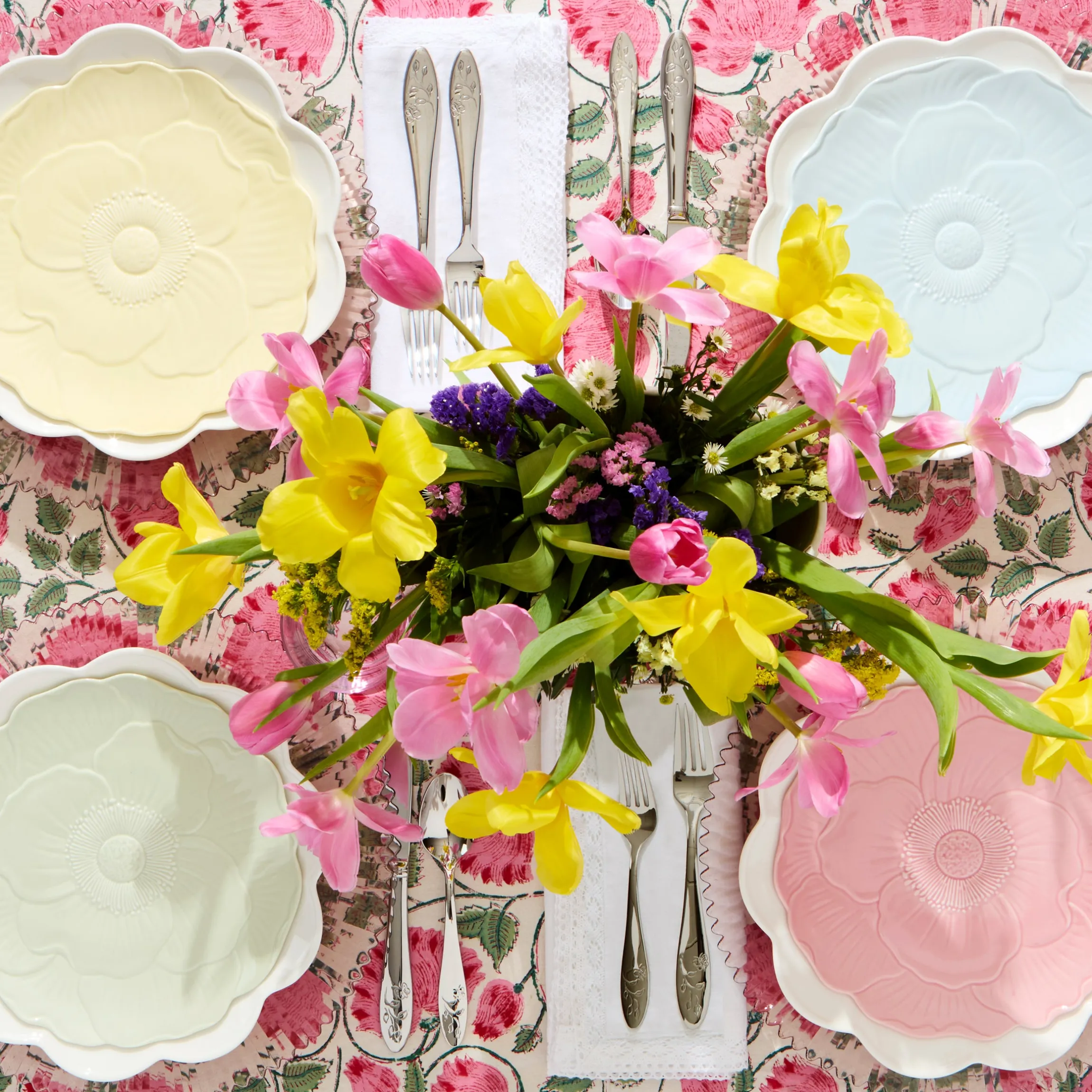 Butterfly Meadow Floral Pink Accent Plates, Set of 4