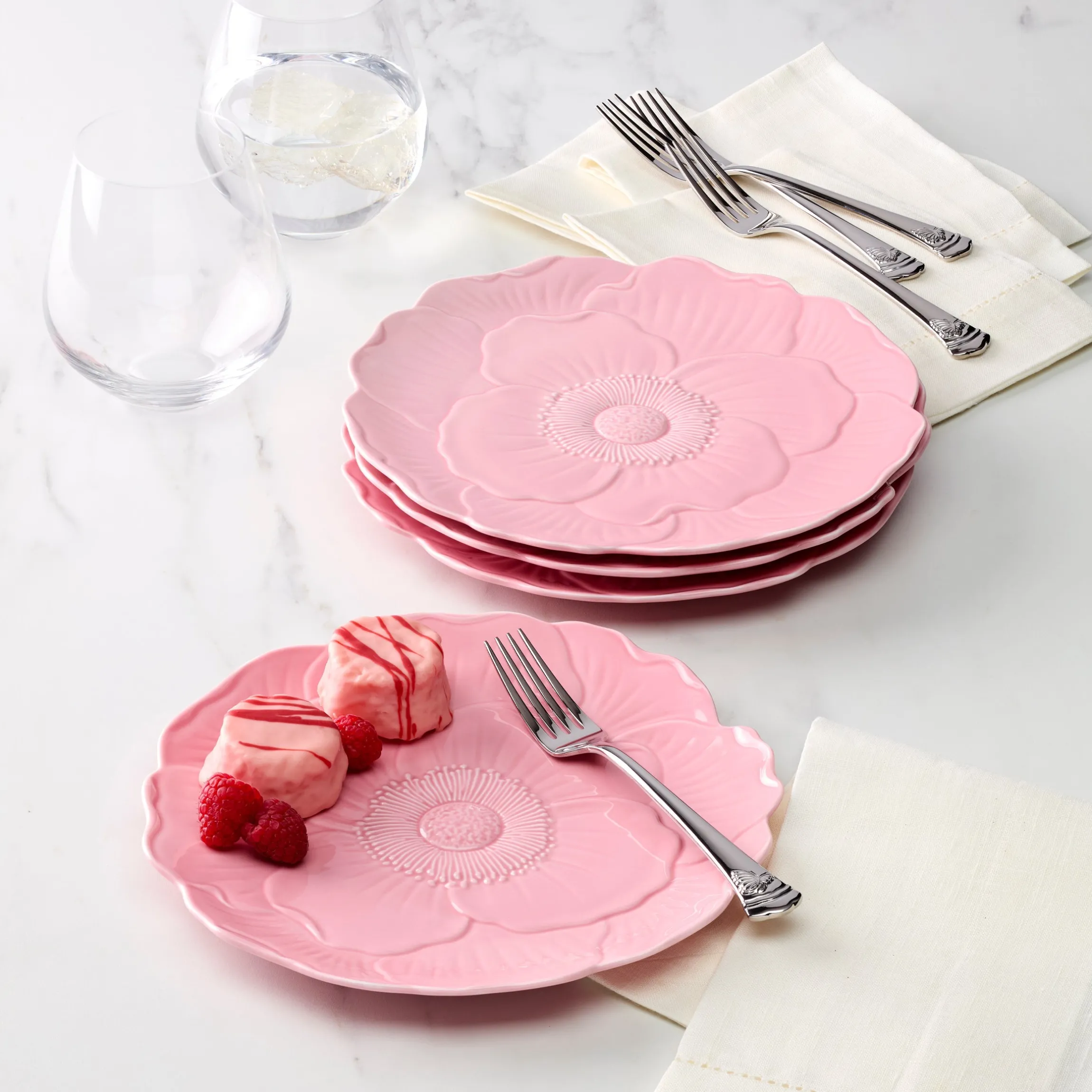 Butterfly Meadow Floral Pink Accent Plates, Set of 4