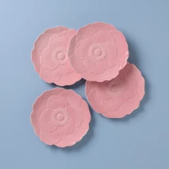 Butterfly Meadow Floral Pink Accent Plates, Set of 4