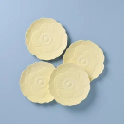 Butterfly Meadow Floral Yellow Accent Plates, Set of 4