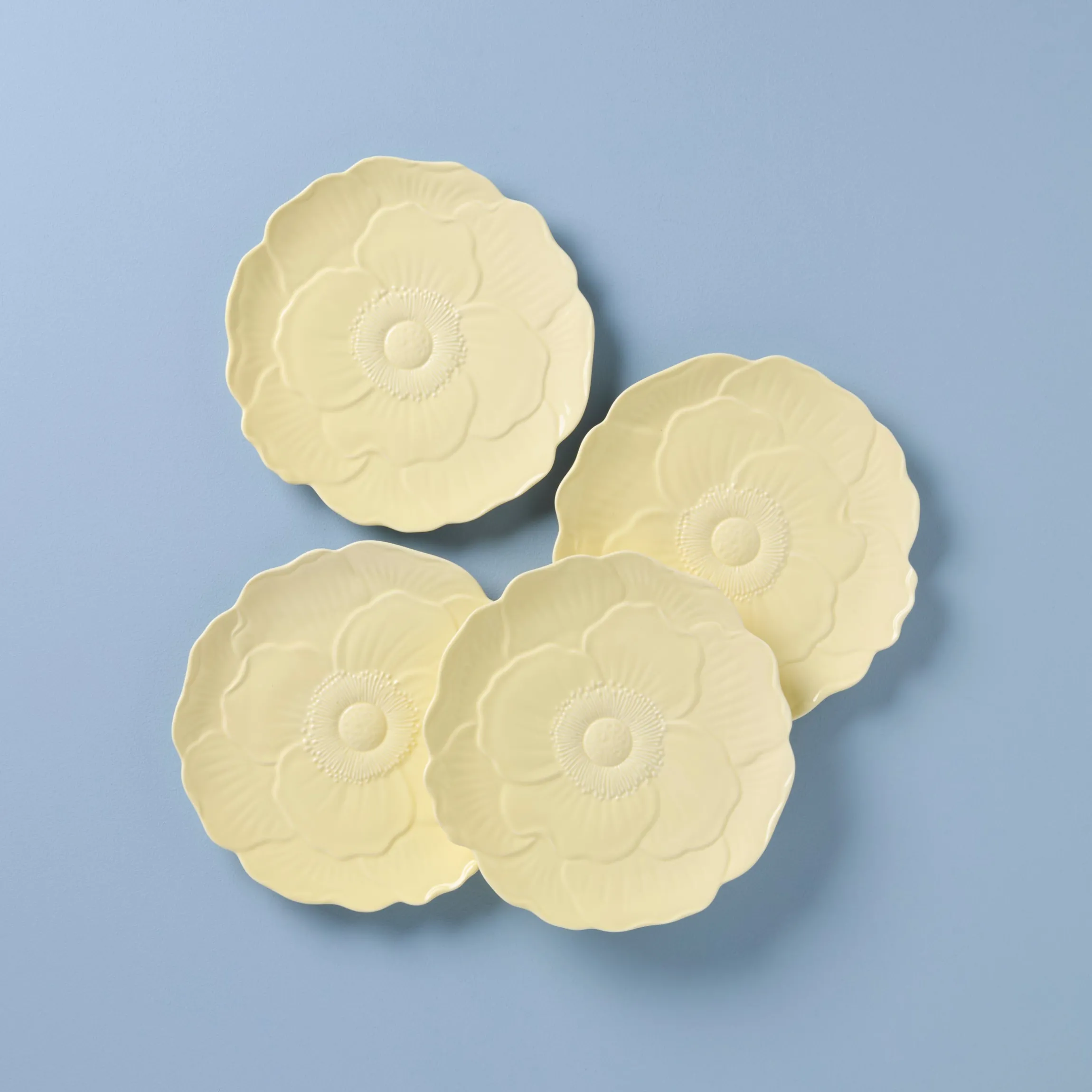Butterfly Meadow Floral Yellow Accent Plates, Set of 4