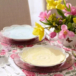 Butterfly Meadow Floral Yellow Accent Plates, Set of 4
