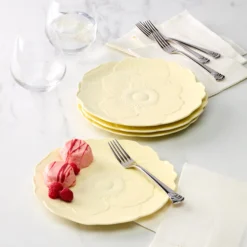 Butterfly Meadow Floral Yellow Accent Plates, Set of 4