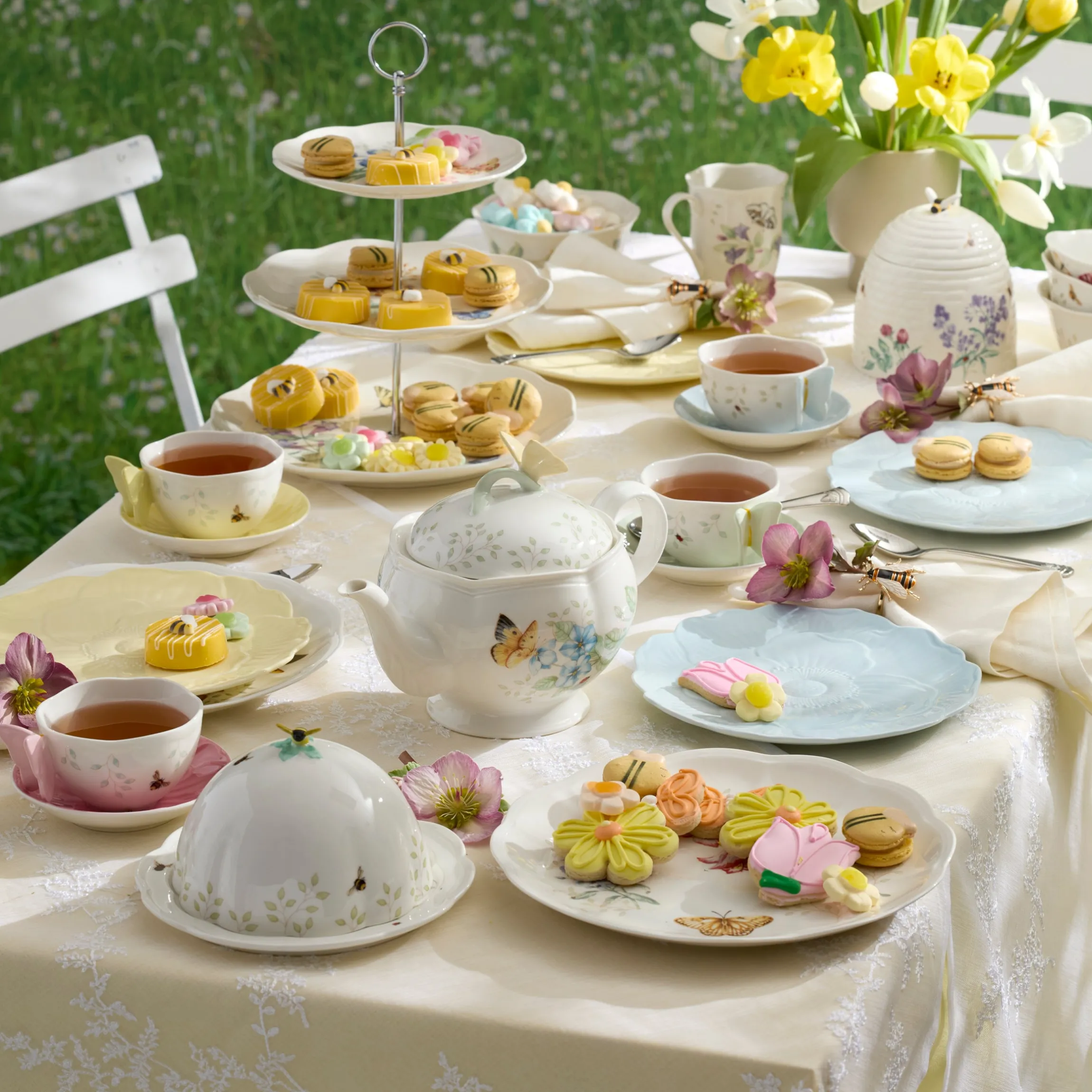 Butterfly Meadow Floral Yellow Accent Plates, Set of 4