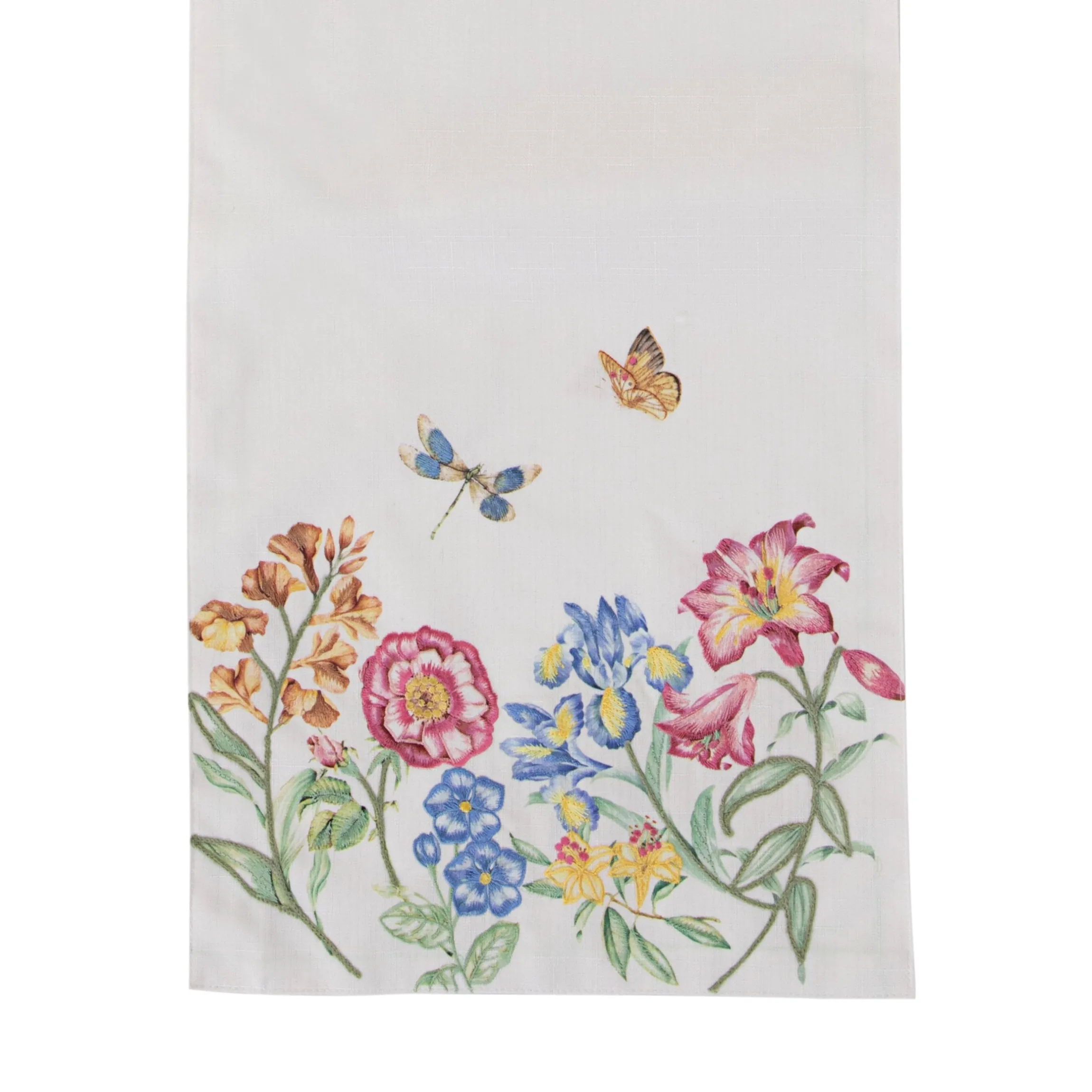 Butterfly Meadow Garden Embroidered Runner