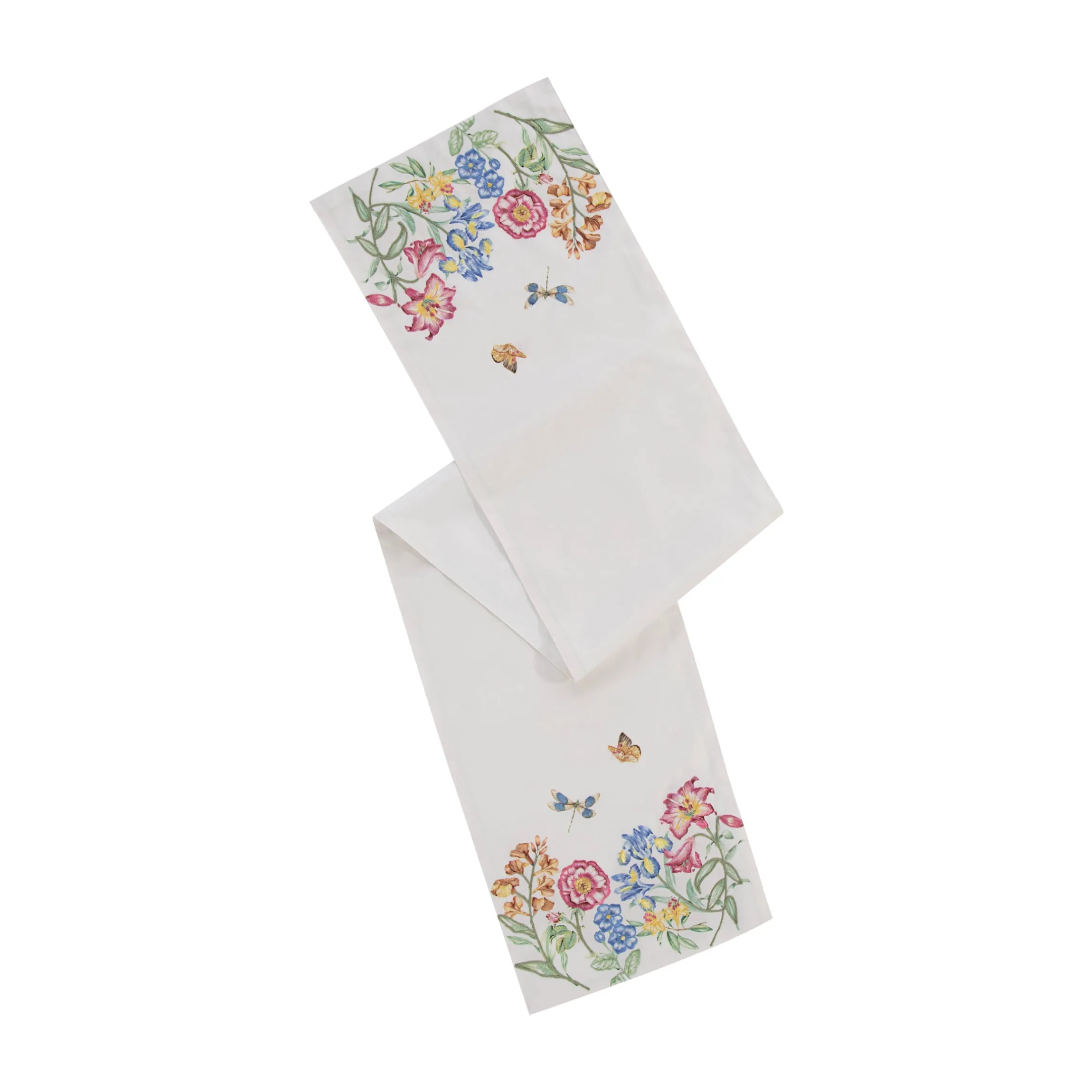 Butterfly Meadow Garden Embroidered Runner