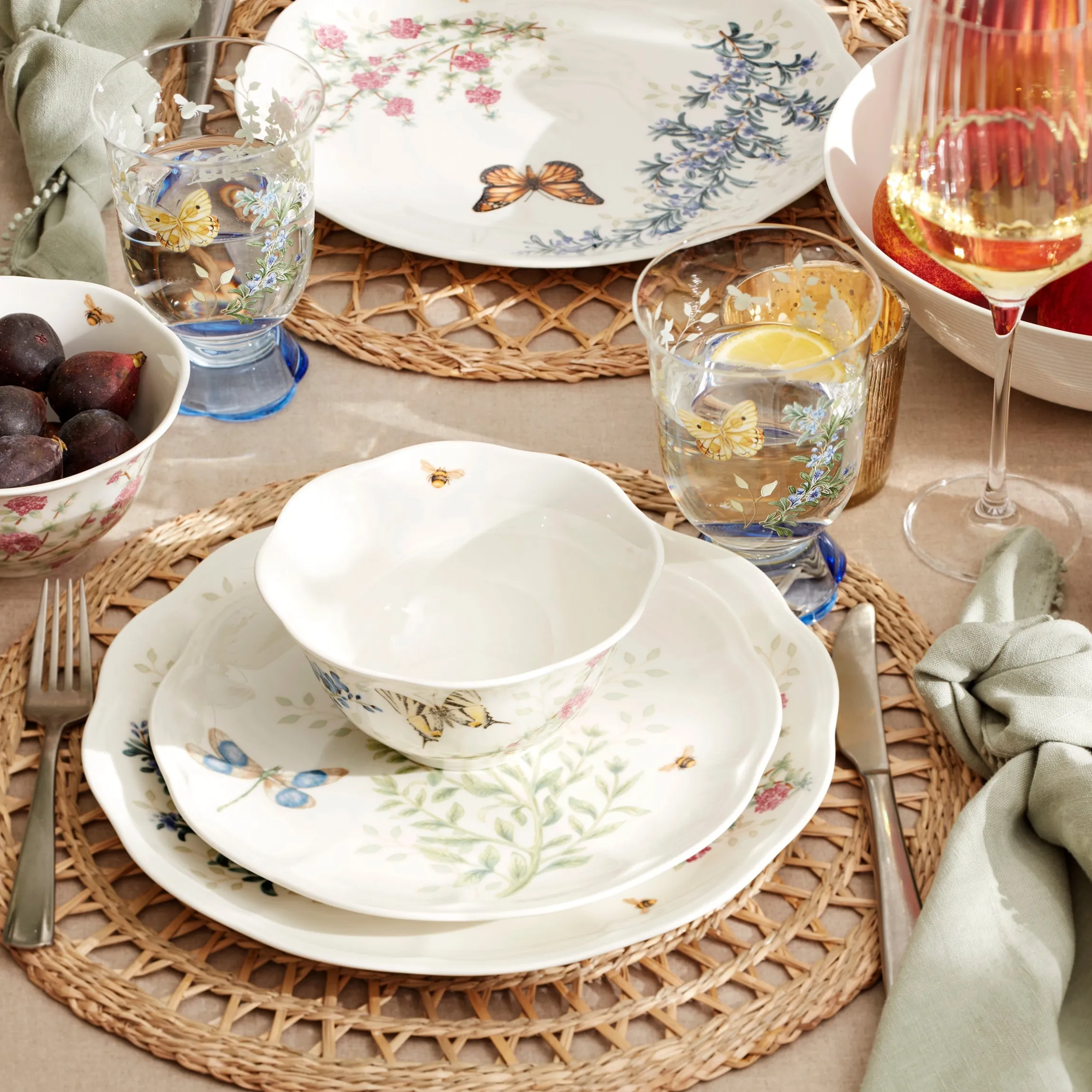 Butterfly Meadow Herbs Accent Plates, Set of 4