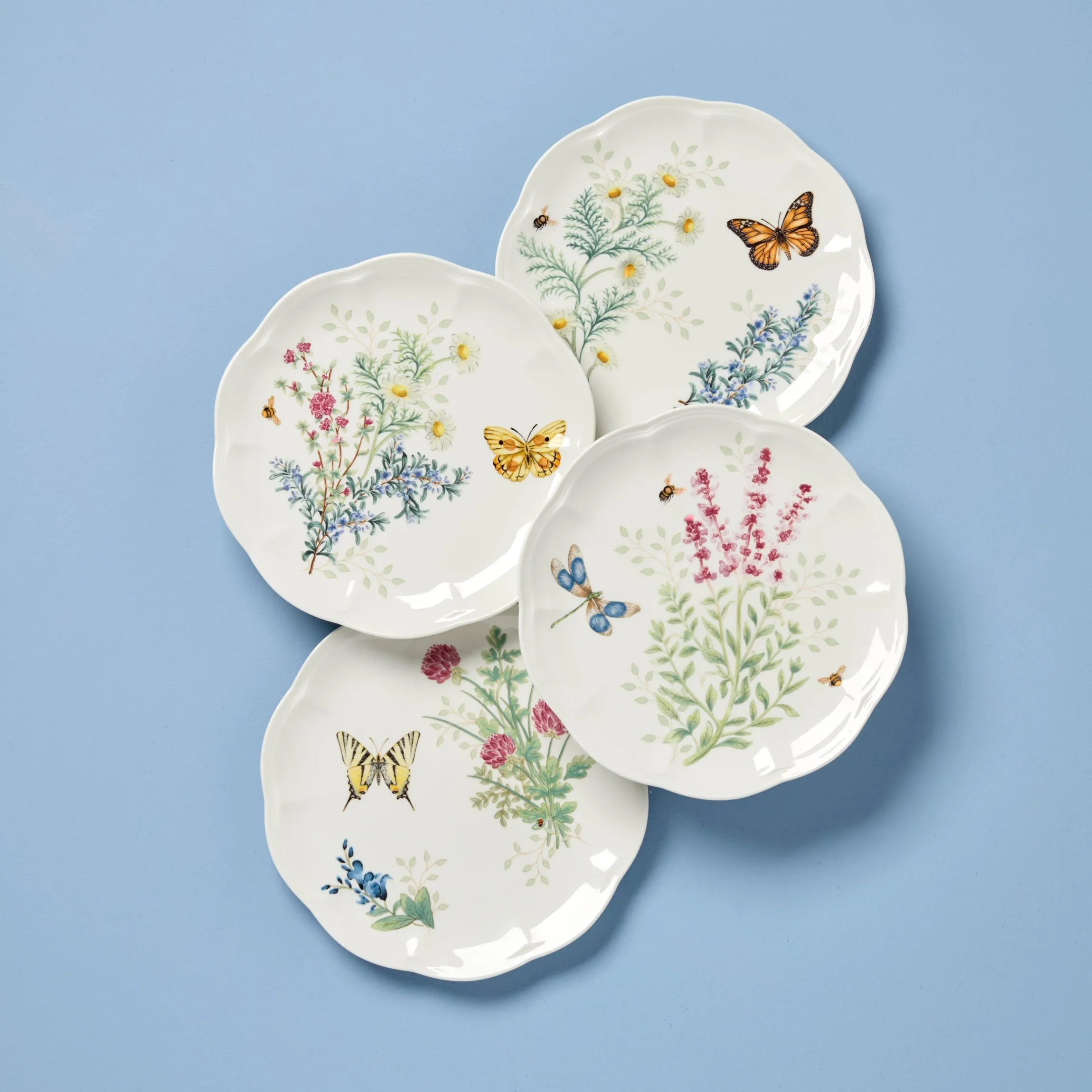 Butterfly Meadow Herbs Accent Plates, Set of 4