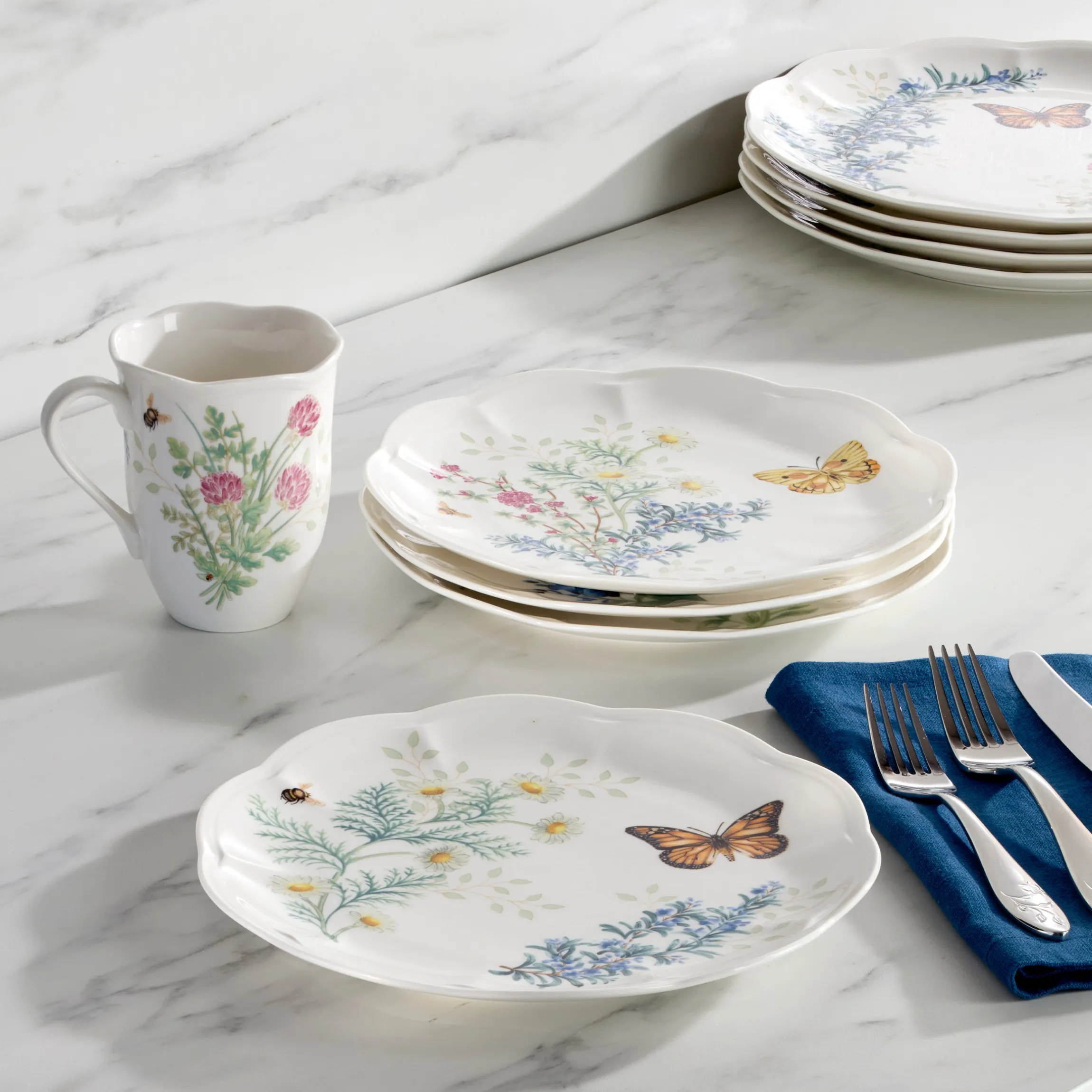 Butterfly Meadow Herbs Accent Plates, Set of 4