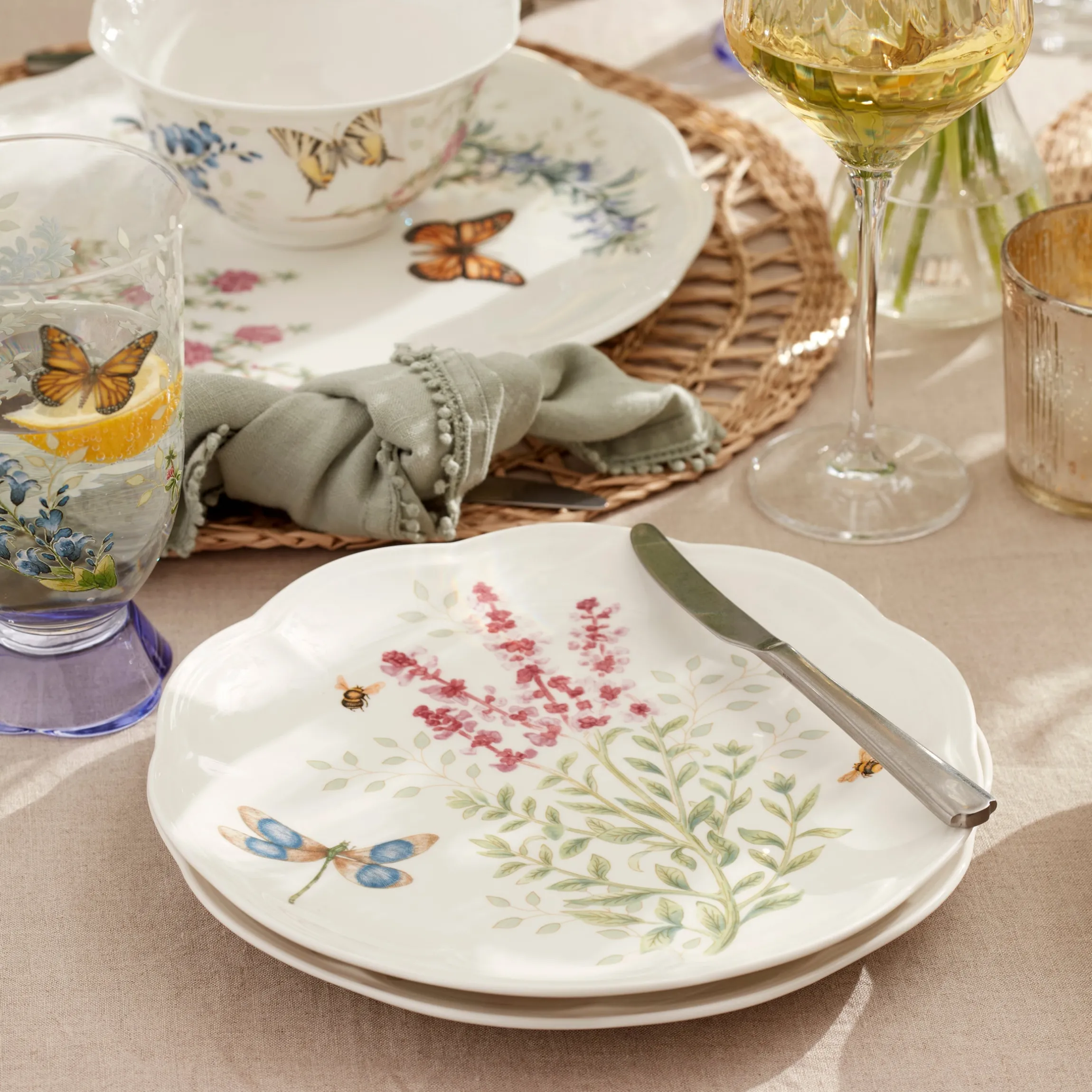 Butterfly Meadow Herbs Accent Plates, Set of 4