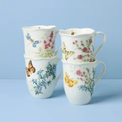 Butterfly Meadow Herbs Mugs, Set of 4